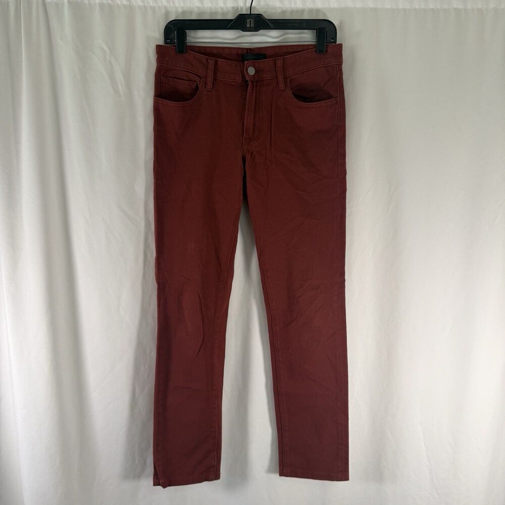 Uniqlo Jeans Women's 28 Red Denim Tapered Cotton Blend Mid Rise 29.5" Inseam